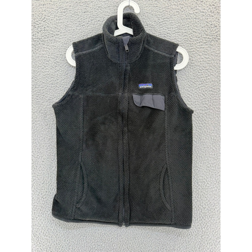 Patagonia Re-Tool Fleece Vest Womens M Black Full Zip Deep Pile Polartec Pocket